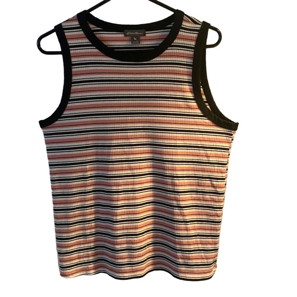 Pre Owned Women’s Eddie Bauer Sleeveless Shirt Tank Top Striped Sz XL Comfort
